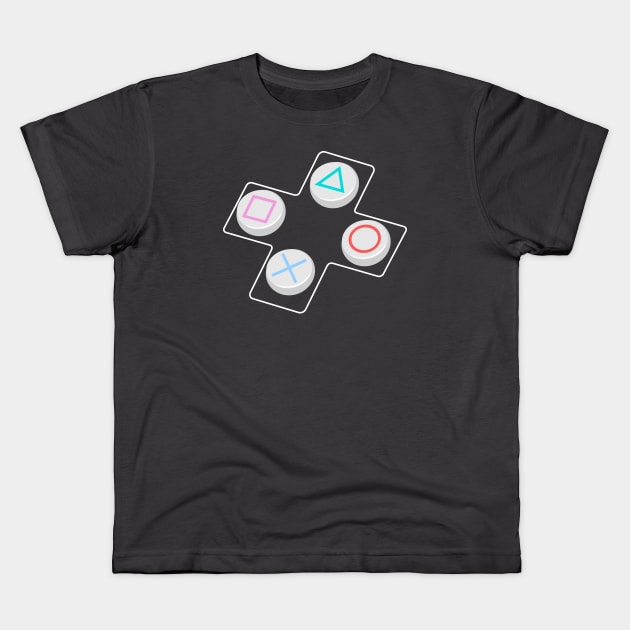 PS games console buttons station Kids T-Shirt by creative.z